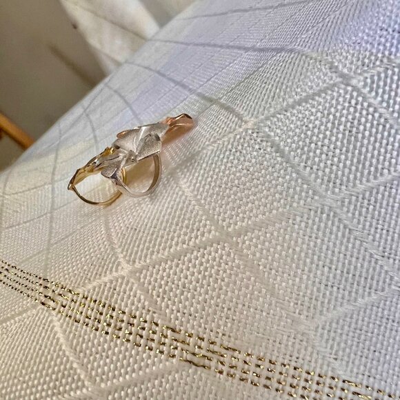 14K Gold Plumeria Floral Slide Pendant, Vintage Tri-Gold Floral Pendant - Picture 11 of 12